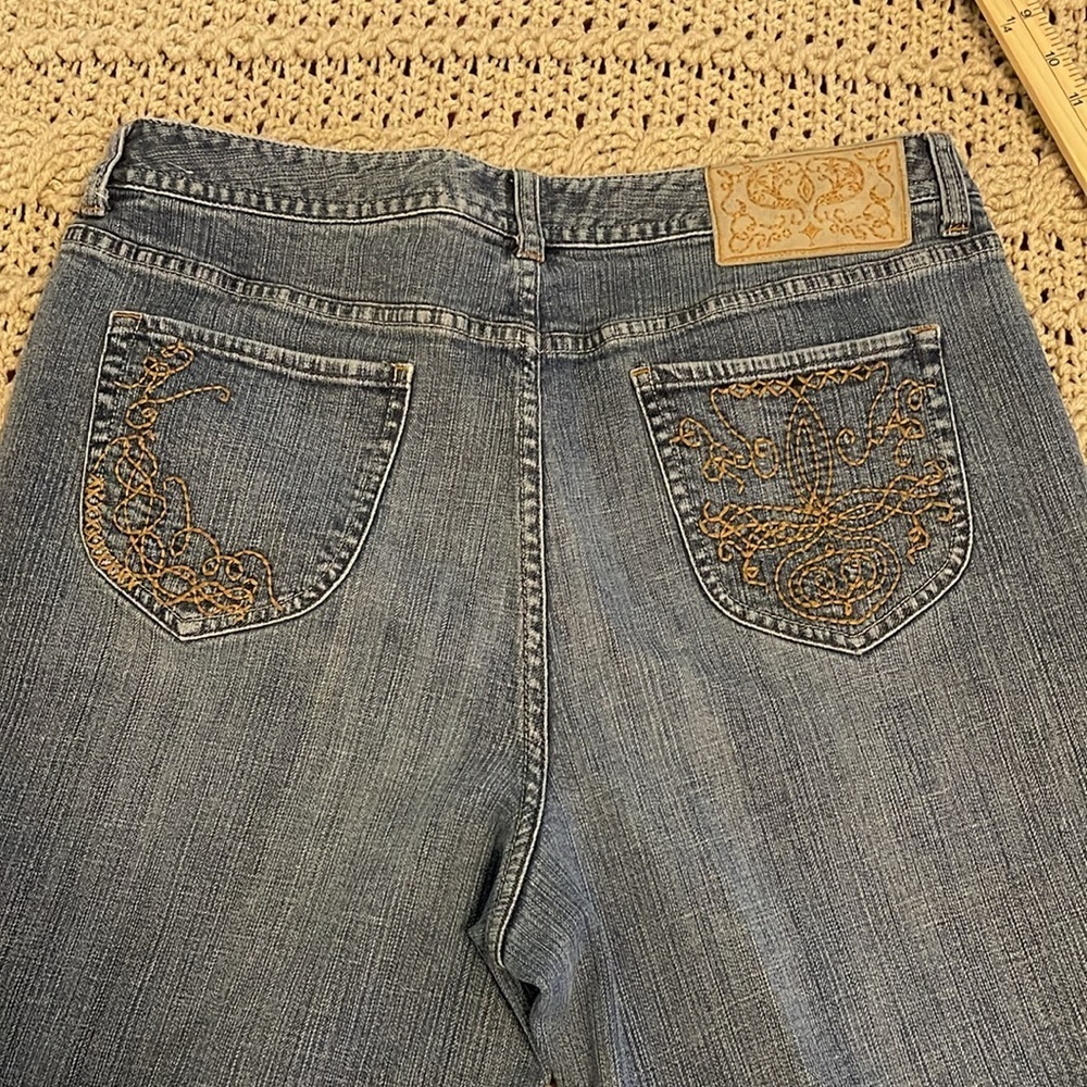 Chico’s Platinum Marquis Jeans Wide Leg decorative Back Pockets women’s Sz‎ 2.5
